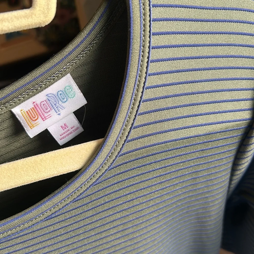 LuLaRoe Green and Blue Pleated Midi Dress - Picture 3 of 5